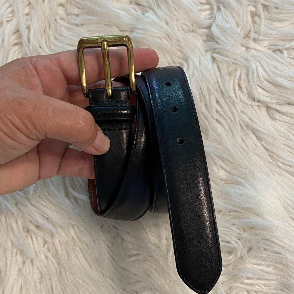 Vintage Coach Men's Black Leather Belt with Gold Buckle size 40